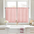 HOMEIDEAS Non-See-Through Blush Pink Privacy Sheer Kitchen Curtains, 30 X 36 Inches Long 2 Panels Short Sheer Curtains Light Filtering Bathroom Window Drapes for Bedroom Living Room