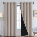 Yakamok 100% Blackout Curtains 96 Inches Long, 2 Thick Layers Heat and Full Light Blocking Soft Thermal Insulated Drapes for Bedroom(52" Wide Each Panel, Natural, 2 Panels)
