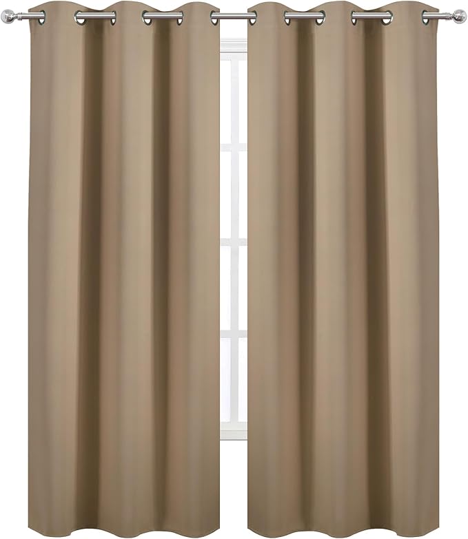 LEMOMO Natural Thermal Blackout Curtains/42 x 95 Inch/Set of 2 Panels Room Darkening Curtains for Bedroom