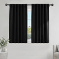 PONY DANCE Window Blackout Curtains - Nursery Drapery Back Tab Rod Pocket Thermal Insulated Short Curtain Panels Home Decoration, 52 Wide x 54 Long, Black, Set of 2