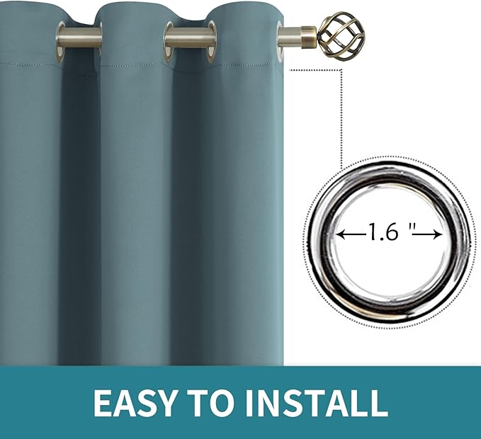 BGment Room Darkening Curtains 63 Inches Long - Grommet Thermal Insulated Drapes Window Treatment Curtains for Bedroom, 2 Panels, 42 x 63 Inch, Stone Blue