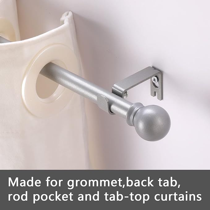 GXOACKJ Curtain Rods for windows 32-48 inch, 5/8 inch Decorative Silver Splicing Heavy Duty Metal Curtain Rod set with Brackets