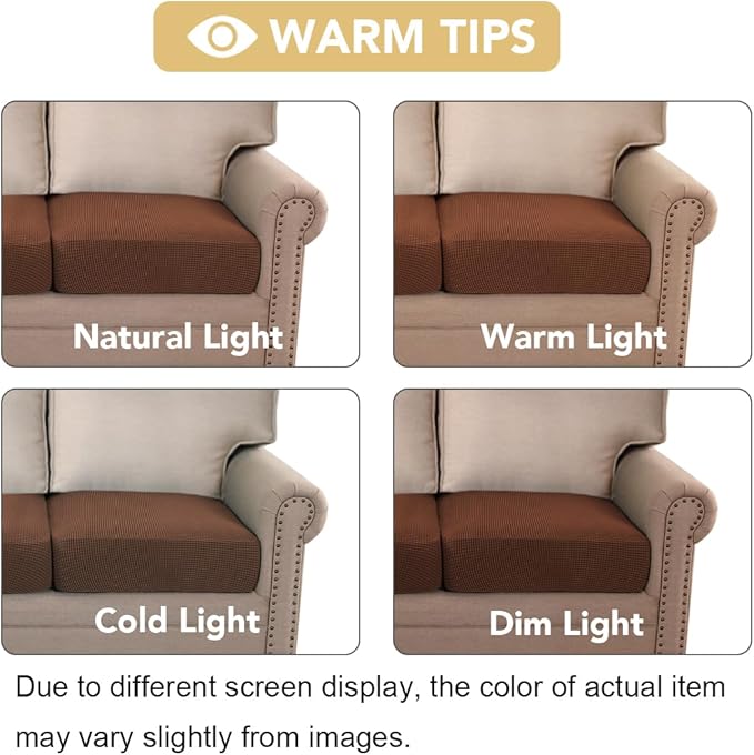 H.VERSAILTEX High Stretch Couch Cushion Covers,Chair Sofa Seat Slipcovers Couch Cushion Cover Stretch Furniture Protector for Kids, Pets(2 Packs Cushion Loveseat Covers, Caramel)