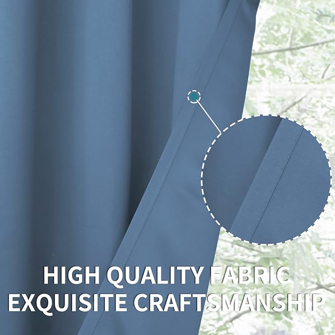 BGment Blackout Curtains for Bedroom - Grommet Thermal Insulated Room Darkening Curtains for Living Room, Set of 2 Panels (52 x 95 Inch, Faded Denim)