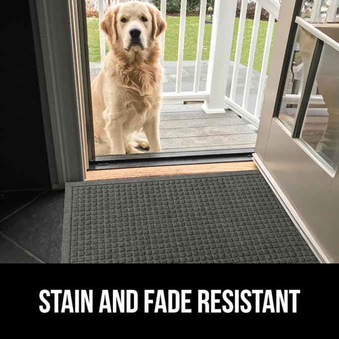 GORILLA GRIP® Ultra Absorbent Front Door Mat Outside Entrance, 72x24, Traps Dirt and Moisture, HydroABSORB Indoor Outdoor Doormat Holds Up to 2.75 Cups Water, Stain and Fade Resistant Welcome Mat Grey