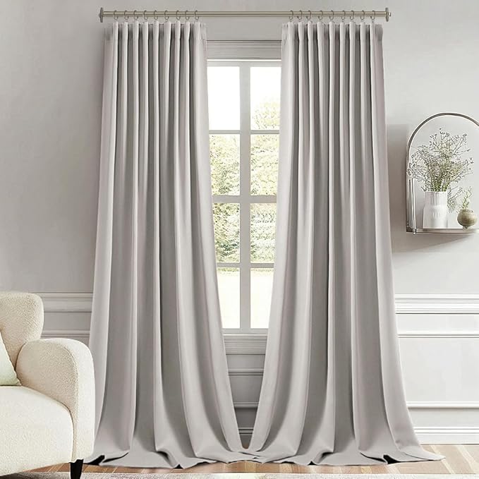 MIULEE Stone Back Tab Blackout Curtains 102 Inch Long 2 Panels Set for Bedroom, Rod Pocket/Pinch Pleated Thermal Insulated Living Room Darkening Light Blocking Floor to Ceiling Drapes