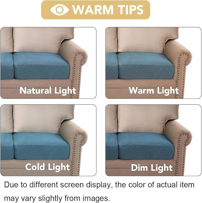 H.VERSAILTEX Super Stretch Individual Seat Cushion Covers Sofa Covers Slipcover Sets Thick Jacquard Textured Twill Fabric (3 Piece, Dusty Blue)