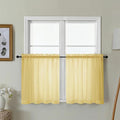 Gwine Short Kitchen Sheer Curtains 24 Inch Length - Light Filtering Voile Small Half Window Curtain for Basement, Rod Pocket Cafe Curtains for Bathroom Cabinet, 42Wx24L Inch, 2 Panels, Yellow