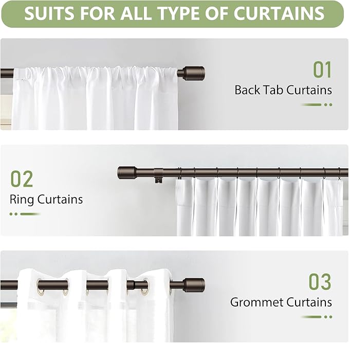 5/8” Diameter Curtain Rods 30-45 Inch, for 30-39 Inch Windows, Adjustable Splicing Bronze Curtain Rods for Windows with Brackets, Window Rod Long Small Curtains Rod