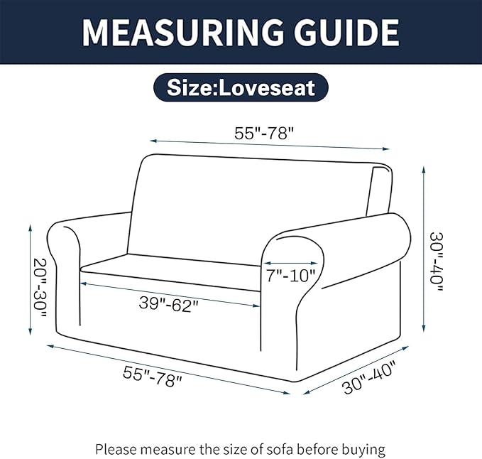 Cupuamon 2026 New Stretch Loveseat Sofa Slipcovers Couch Cover for 2 Cushion Furniture Protector Sofa Covers with Elastic Bottom Jacquard Fabric Small Checks for Pets, Kids - Black