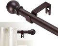 GXOACKJ Curtain Rods for windows 66-120 inch, 5/8 inch Decorative Brown Splicing Heavy Duty Metal Curtain Rod set with Brackets