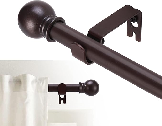 GXOACKJ Curtain Rods for windows 66-120 inch, 5/8 inch Decorative Brown Splicing Heavy Duty Metal Curtain Rod set with Brackets