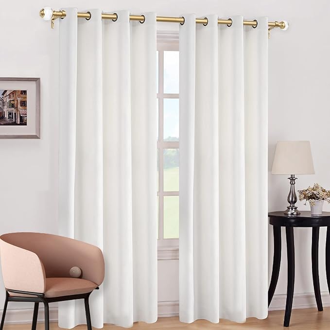 USFOOK 7/8 Inch Telescoping Splicing Drapery Rods for Windows 20 to 54 Inch, Gold Curtain Rods 32 to 58 Inch(2.6-7.2ft), Decorative Translucent Finials