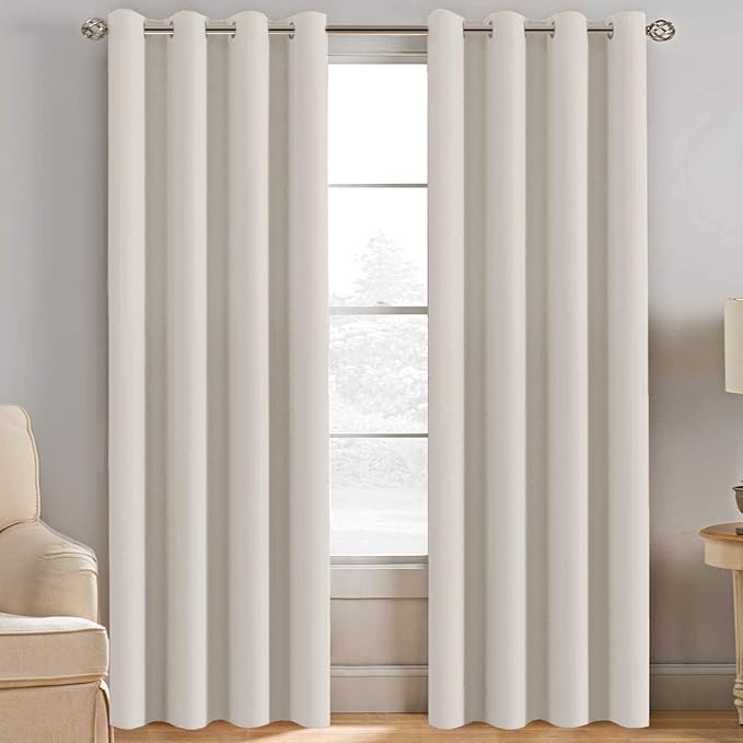 H.VERSAILTEX Light Blocking Curtain for Living Room Thermal Insulated Window Treatment Panel/Drape for Dining Room, Elegant Soft Curtain for Bedroom Grommet Top One Panel (Ivory - 52x120 Inches)