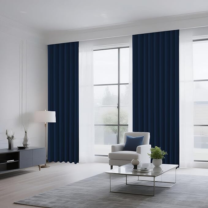 CUCRAF Navy Blue Blackout Curtains Customize, Rod Pocket Room Darkening Curtain for Bedroom Living Room, Thermal Insulated Window Drapes 1 Panel (Custom Size, Color)