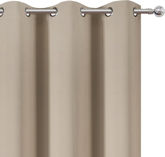 LEMOMO Blackout Curtains 42 x 63 inch/Khaki Curtains Set of 2 Panels/Thermal Insulated Room Darkening Bedroom Curtains