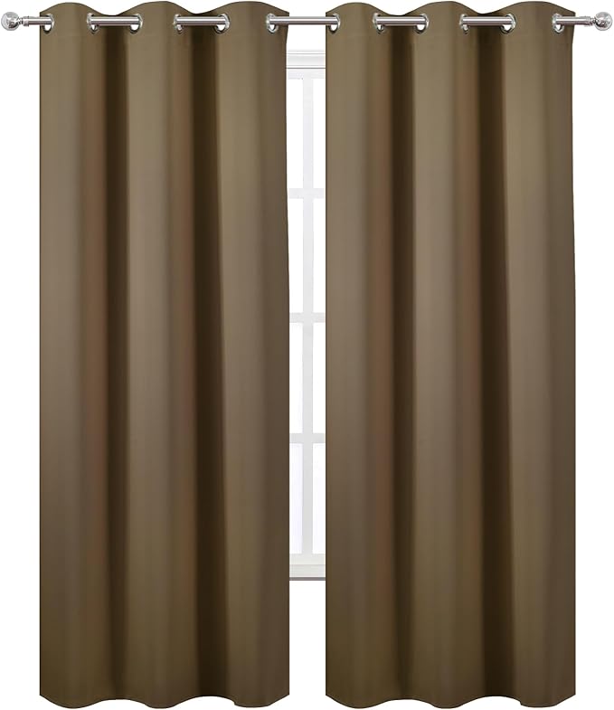 LEMOMO Brown Thermal Blackout Curtains/42 x 84 Inch/Set of 2 Panels Room Darkening Curtains for Bedroom