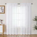 Gwine White Sheer Curtains 72 Inches Long 2 Panels Set for Front Door, Light Filtering Sheer Curtains for Living Room, Rod Pocket Window Treatments Drapes, Each 42Wx72L