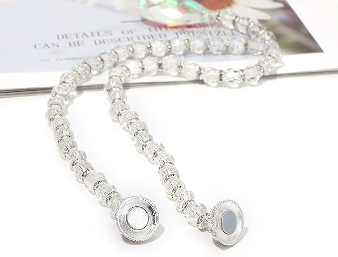 SUQ I OME 2 Pack of Luxury Crystal Beaded Magnetic Curtain Tieback and Holdback Curtain Clips Curtain Buckle Curtain Holder Blingbling Curtain Holdbacks for Drapes