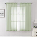 Lecloud Light Green Sheer Curtains 63 Inch Length 2 Panels Set, Elegant Voile Curtains for Bedroom Living Room, Airy Sheer Drapes for Dinning Room with Rod Pocket, Each Panel 42 X 63 Inch