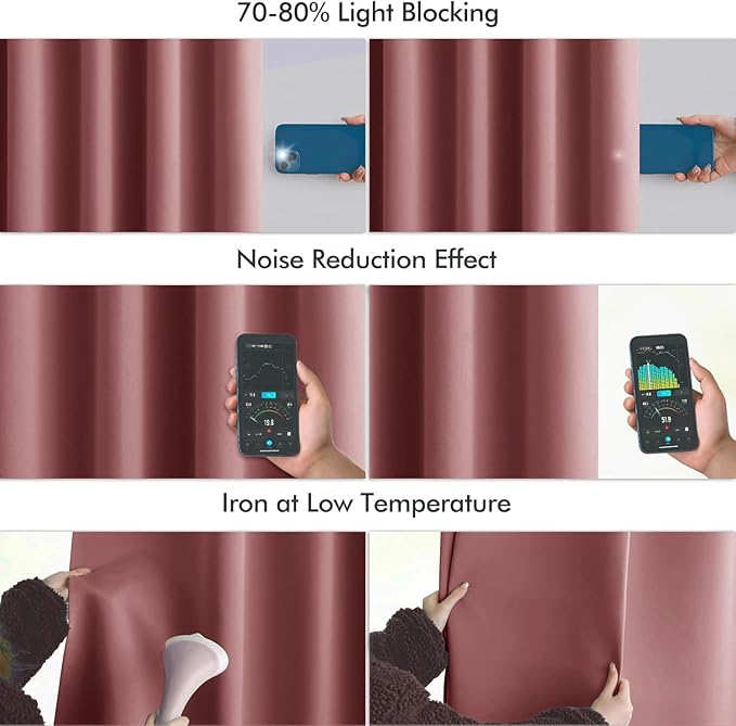 MIULEE Dusty Rose Back Tab Blackout Curtains 84 Inch Length 2 Panels Set for Living Room Bedroom Privacy, Rod Pocket/Pinch Pleat Thermal Insulated Room Darkening Pleated Light Blocking Drapes