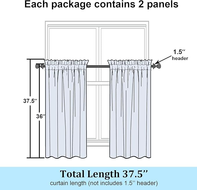 Simplebrand Semi Sheer Ivory Curtains 36 Inch Length 2 Panels, Geometric Jacquard Clip Textured Short Sheer Curtains for Bedroom，Modern Elegant Window Curtains Panels/Drapes/Treatment，30x36 inch
