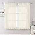 Lecloud Cream Sheer Curtains 63 Inch Length 2 Panels, Rod Pocket Light Filtering Bedroom Curtains for Living Room, Window Treatments Solid Voile Drapes for Bathroom, Each Panel 59" W x 63" L