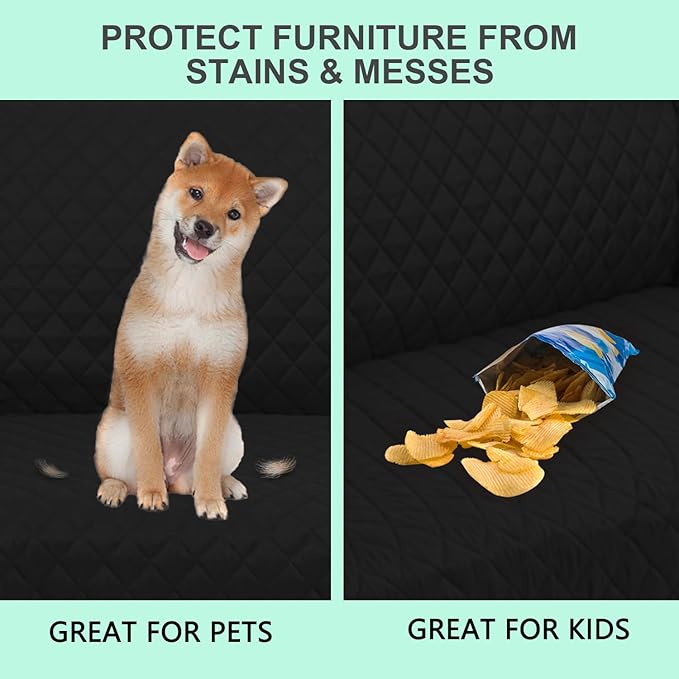 Reversible Oversized Sofa Covers Couch Cover Furniture Protector for Dogs Elastic Straps Water Resistant(XLSofa,Black/Grey)