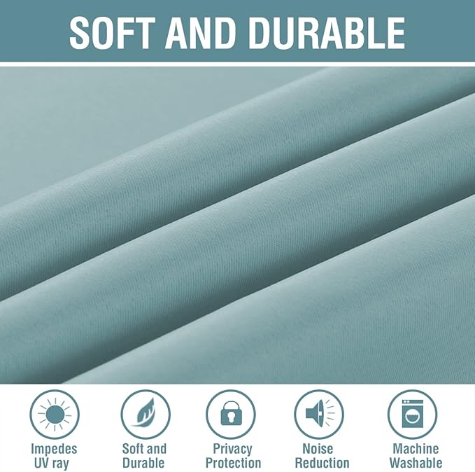 H.VERSAILTEX Blackout Curtain for Living Room Thermal Insulated Window Treatment Curtain Extra Long 63 inch Length Energy Saving Solid Grommet Top Blackout Drape, One Panel, Mineral Blue, 52"W x 63"L