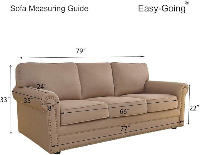 Easy-Going Reversible Couch Cover for 3 Cushion Couch Sofa Cover for Dogs Water Resistant Furniture Protector Cover with Foam Sticks Elastic Straps for Pet Cat (Sofa, Navy/Navy)