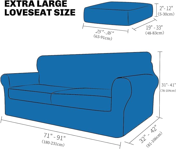 XINEAGE New 3 Pieces Couch Covers for 2 Extra Large Cushion Sofa Super Stretch Sofa Cover for 2 Large Seat Universal Loveseat Slip Cover for Living Room (Pea Green), 71"-91"(2 Cushions)