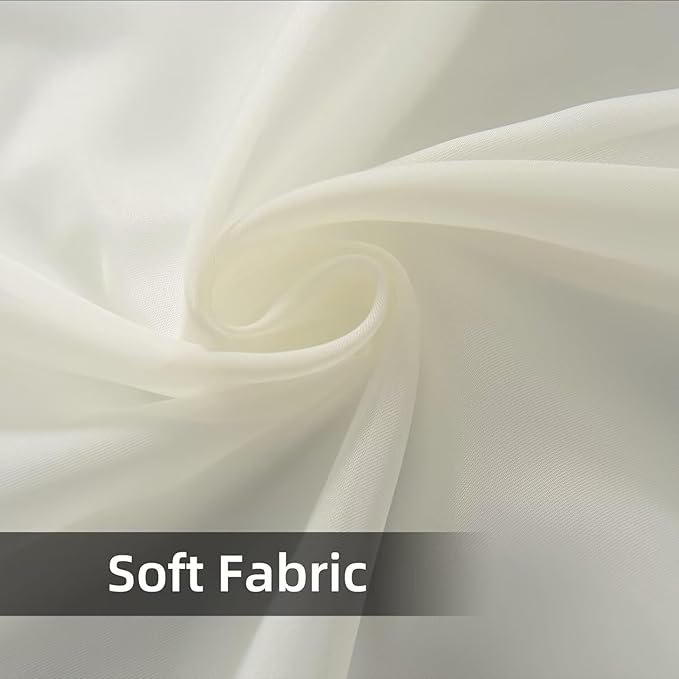 youleyar Solid Sheer Rod Pocket Curtain Voile Draperies 4 Panels Ivory Beige Black Grey Coffee 52 Inch Width 108 Inch Long 1 Pair for Kitchen Bedroom Children Living Room Yard(Ivory,52Wｘ108L)