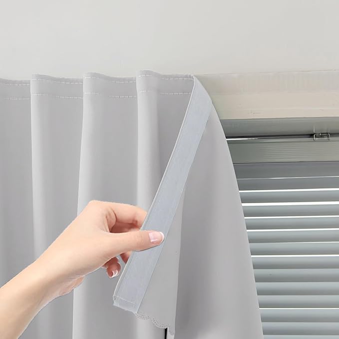 Blackout Curtains for Bedroom Sticky Curtain Blackout Window Cover Self Adhesive Curtains Rod No Drillng, 59" W X 59" L, Light Grey, 1 Panel
