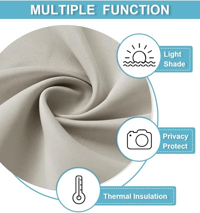 RYB HOME Cafe Curtains 24 inch Length, RV Curtains for Camper Windows, Mini Short Small Insulating Light UV Heat Blocking Privacy Half Window Tiers, Width 42 by Length 24, Natural, 2 Panels