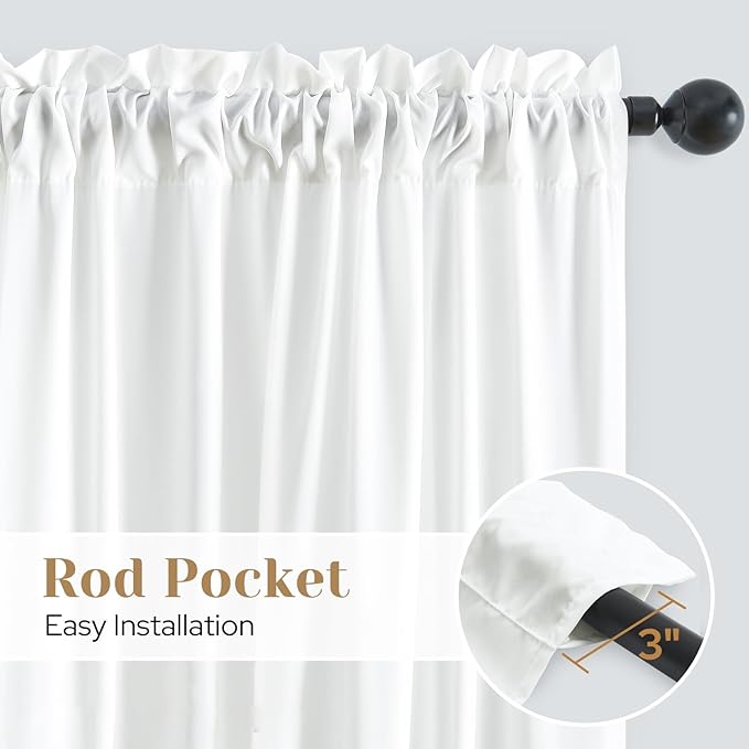 HOMEIDEAS Non-See-Through White Privacy Sheer Curtains, 52 X 54 Inches Long 2 Panels Sheer Curtains Light Filtering Window Drapes for Bedroom Living Room