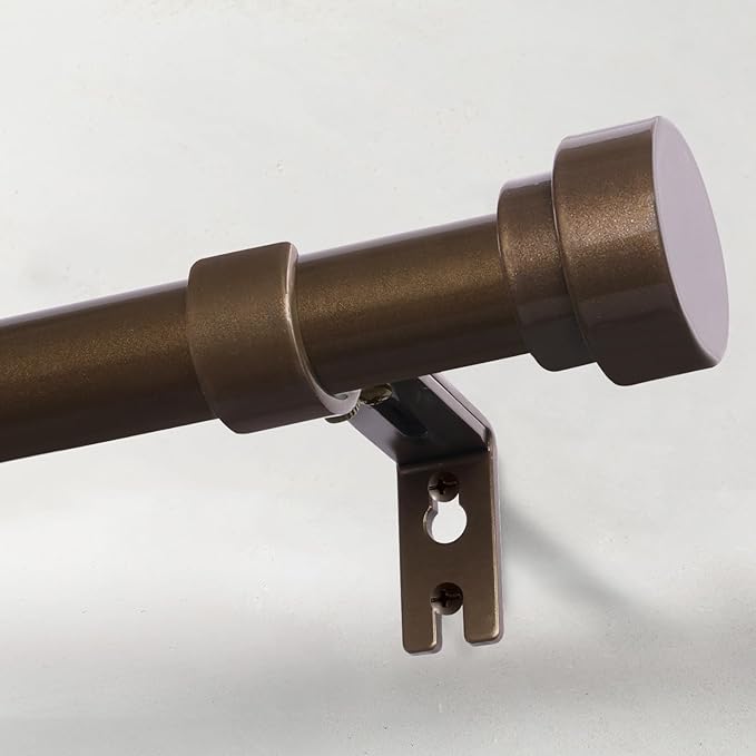 IFELS Heavy Duty Curtain Rods for Windows 72 to 144 Inch, 1 Inch Bronze Window Curtain Rod for Bedroom, Living Room, Outdoor, Adjustable Easy Install Long Modern Curtains Rods(A1,Bronze,30"-150")