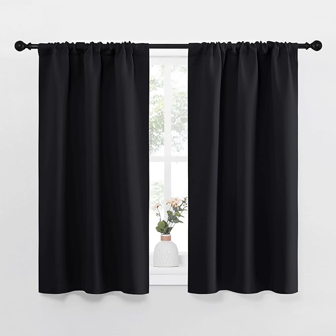 NICETOWN Black Out Curtain Panels for Kitchen - Energy Smart Decoration Thermal Insulating Blackout Drapes/Draperies for Small Window (2 Panels, 34 inches Wide by 40 inches Long)