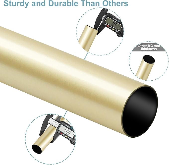 Byondeth Curtain Rods for Windows 16 to 88 Inches Adjustable Length 1 Inch Diameter Window Curtain Rod with Aluminium Finials, Warm Gold