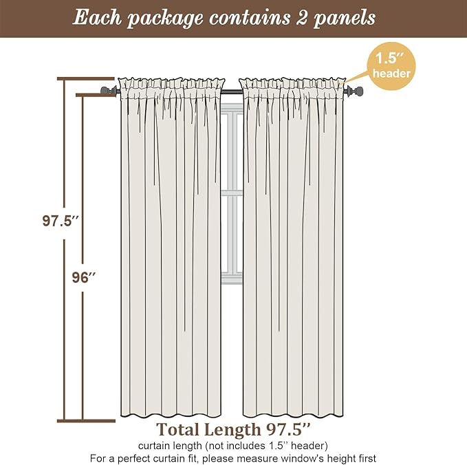 Chyhomenyc Gold Sheer Curtains 96 Inch Length 2 Panels Set, Light Filtering Tufted Textured Soft Airy Rod Pocket Gentle Leaf Window Treatment Drapes for Bedroom Living Room, 42" Wx96 L, 2PCS