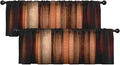 Emvency 2 Pack Valances Window Treatments, Orange Copper Vintage Stripe Blackout Drapes Adjustable Curtain for Windows Living Room Kitchen Over Sink, 52x12 Inch Rod Pocket Valances