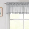 Light Grey Valances for Windows, Light Grey Sheer Curtains 14 Inch Length 2 Pack Kitchen Curtain, Modern Solid Mini Small Window Curtains for Cafe Bathroom Basement, Each 42" Wx14 L Inches