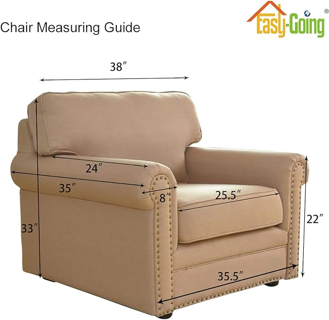 Easy-Going Stretch Chair Sofa Slipcover 1-Piece Couch Sofa Cover Furniture Protector Soft with Elastic Bottom for Kids, Pet. Spandex Jacquard Fabric Small Checks (Chair, Olive Green)