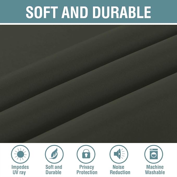 H.VERSAILTEX Blackout Curtain for Living Room Small Window Kitchen Blackout Curtains 45 inch Length Energy Saving Solid Grommet Blackout Drape, One Panel, Olive, 52" W x 45" L