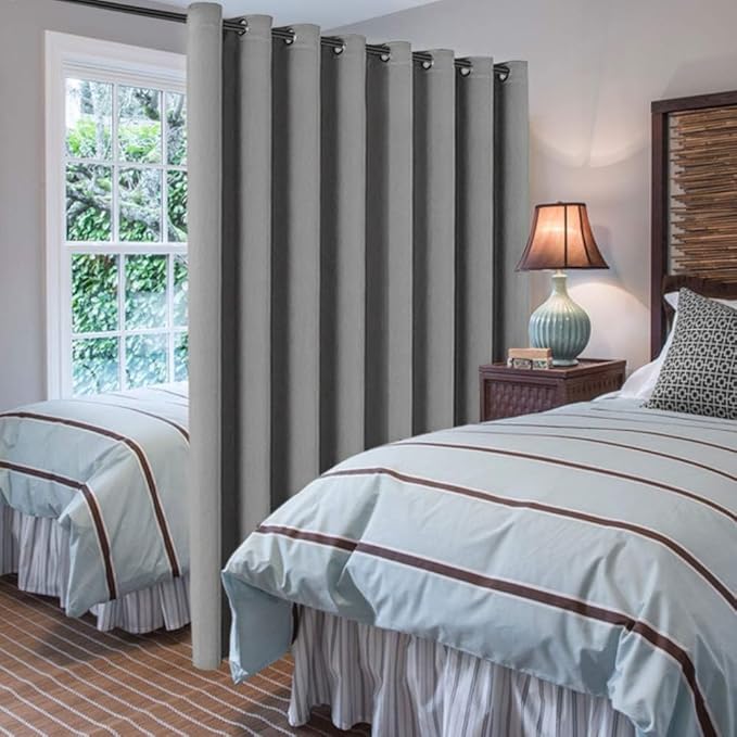 H.VERSAILTEX Blackout Patio Curtains 100 x 84 Inches for Sliding Door Extral Wide Blackout Curtain Panels Thermal Insulated Room Divider - Grommet Top, 7' Tall by 8.5' Wide - Dove Gray