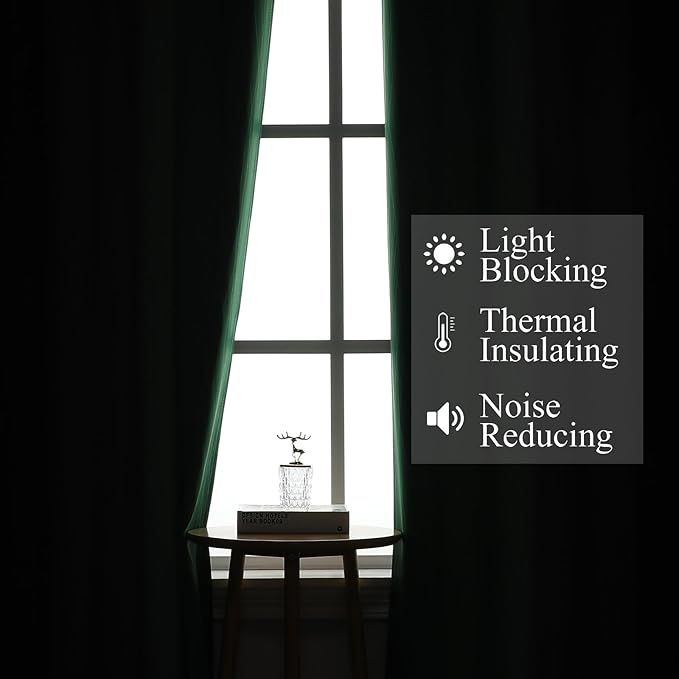 Estelar Textiler Black and Green Ombre Blackout Curtains 84 Inch Length 2 Panels Set for Living Room, Energy Saving Thermal Insulated Light Blocking Grommet Window Drapes for Bedroom,52Wx84L,2 Panels