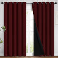 Yakamok 100% Blackout Lined Panels, Room Darkening Thermal Insulated Blackout Curtains for Bedroom, Heat Blocking Drapes for Living Room(62Wx84L, Burgundy Red, 2 Panels)