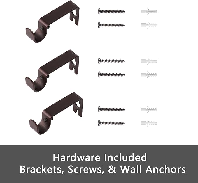 GXOACKJ Curtain Rods for windows 28-78 inch, 5/8 inch Decorative Brown Splicing Heavy Duty Metal Curtain Rod set with Brackets