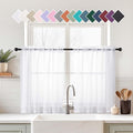 White Sheer Curtains Tier 36 Inches Length 2 Panels Set, Light Filtering Lightweight Soft Window Treatments Drapes, Cute Elegant Cafe Curtains for Nursery, Dual Rod Pocket, 2x42Wx36L Inches