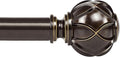 KAMANINA 1 Inch Extra Long Curtain Rod 140 to 195 Inches Bronze Heavy Duty Curtain Rods for Windows 120 to 170 Inch, Adjustable Drapery Rods with Netted Texture Finials