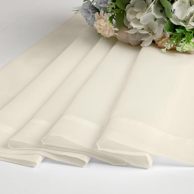 Lecloud Cream Sheer Curtains 90 Inches Long 2 Panels, Elegant Light Filtering Voile Breathable Curtains, Gauzy Window Decor with Top Dual Rod Pocket for Living Room Bedroom, Each 42" W x 90" L